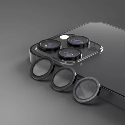 iPhone 15 Pro / 15 Pro Max kamera lencsevédő fekete üvegfólia