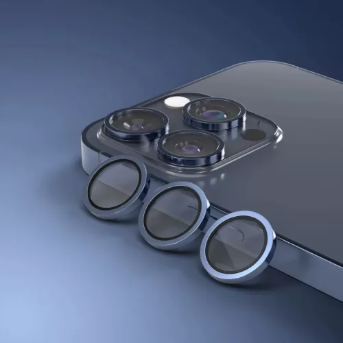 iPhone 15 Pro / 15 Pro Max kamera lencsevédő mélykék üvegfólia