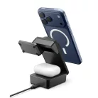Spigen Essential EF323MQ 3in1 Mágneses MagSafe Vezeték nélküli töltőállomás 25W Qi2.2 Fekete