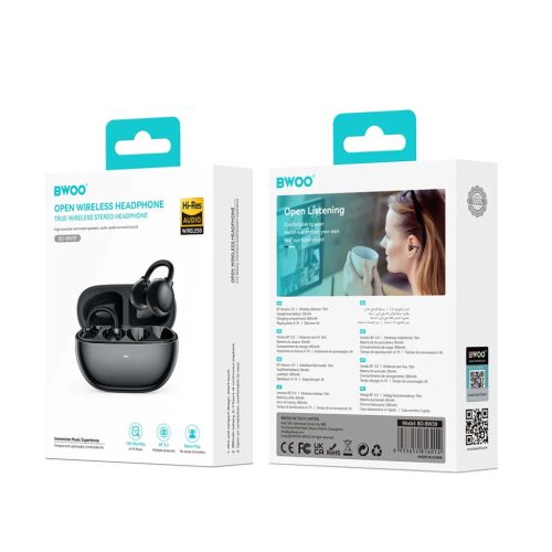 BWOO BW39 TWS Bluetooth fülhallgató futáshoz fekete