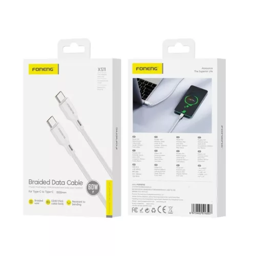XS11 USB-C - USB-C PD 60W 1M Fehér kábel
