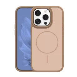 iPhone 15 Pro vékony mágneses keret tok barna