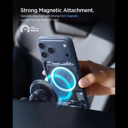 SPIGEN EV15MAQ ESSENTIAL MAGNETIKUS MAGSAFE AUTÓS TELEFONTARTÓ VEZETÉK NÉLKÜLI TÖLTŐ 15W Qi2 FEKETE