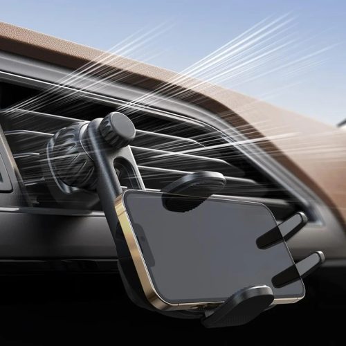 Autós tartó Lisen (YL0222060011), légbefúvóra, bilincs fogás, univerzális, 360°-ban állítható, biztonságos illeszkedés, rázkódás elleni védelem - Fekete