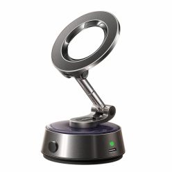   Lisen - Autós tartó (A690) - Műszerfalra, Asztali, Elektromos Vákuumos Mágneses Állvány, 360°-os Forgatás, 130mAh - Űrszürke