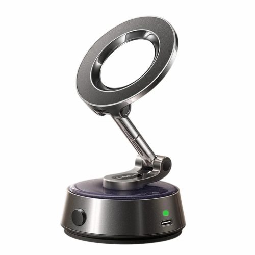 Lisen - Autós tartó (A690) - Műszerfalra, Asztali, Elektromos Vákuumos Mágneses Állvány, 360°-os Forgatás, 130mAh - Űrszürke