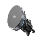 Autós tartó Lisen W701 (YL0224060042) - Szellőzőnyílásra, műszerfalra, hűtőventilátorral, Qi2, 15W - Fekete
