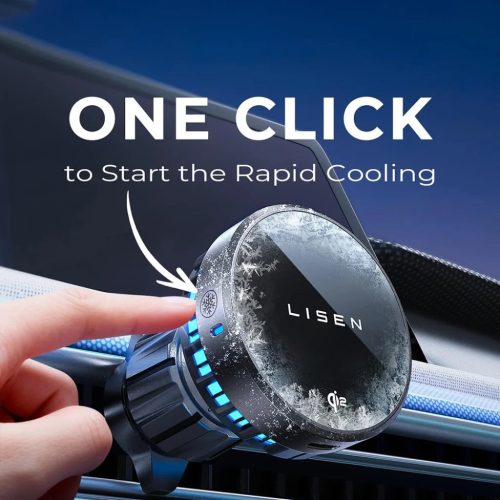 Autós tartó Lisen W701 (YL0224060042) - Szellőzőnyílásra, műszerfalra, hűtőventilátorral, Qi2, 15W - Fekete