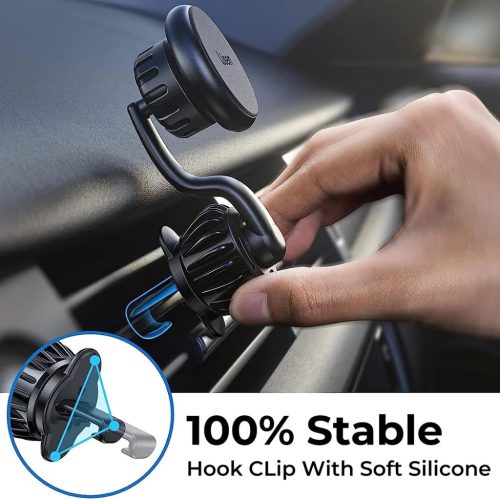 Lisen Autós Töltő (YL0222060002) - MagSafe, Légbefúvóhoz, Univerzális, Több szöges beállítás, Biztonságos illeszkedés, N52 mágnesek - Fekete