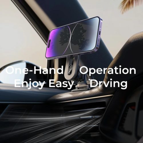 Lisen - Autós tartó (YL0224050011) - Mágneses, szellőző rácsra, műszerfalra, 360°-os forgatás, biztonságos illeszkedés, mágneses fogás - Fekete