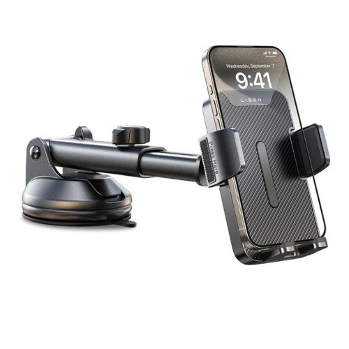 Lisen Autós tartó 2E781 (YL0424040008) - műszerfalra, szellőzőrácsra, szélvédőre, univerzális, állítható, teleszkópos kar - fekete