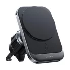 Lisen Autós tartó vezeték nélküli töltéssel (YL0223070009) - MagSafe, szellőzőrácsra, négyzet alakú, egygombos kioldás, 15W - Fekete