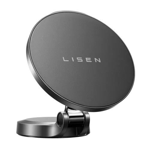 Univerzális Autós tartó Lisen vezeték nélküli töltéssel (YL0223090006) - Mágneses, műszerfalra, elegáns, 15W - Fekete