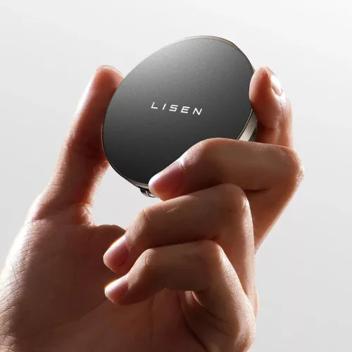 Univerzális Autós tartó Lisen vezeték nélküli töltéssel (YL0223090006) - Mágneses, műszerfalra, elegáns, 15W - Fekete