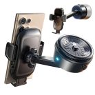 Lisen - Autós tartó A680 (YL0225010007) - műszerfalra, asztalra, elektromos tapadókorong, 360°-os forgás, karos szorítószerkezet, 130mAh - fekete