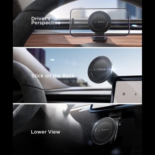 Lisen Mágneses Autós Tartó YL0223050002, műszerfalra, univerzális, állítható, biztos rögzítés, N52 mágnesek - Fekete