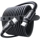 Lisen - Adatkábel L115 (YL0125040001) - Type-C to Type-C, 100W, 480Mbps, Aluminium ötvözet, Szilikon, Fonott, 3m - Szürke