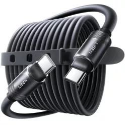   Lisen - Adatkábel L115 (YL0125040001) - Type-C to Type-C, 100W, 480Mbps, Aluminium ötvözet, Szilikon, Fonott, 3m - Szürke