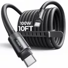 Lisen - Adatkábel L115 (YL0125040001) - Type-C to Type-C, 100W, 480Mbps, Aluminium ötvözet, Szilikon, Fonott, 3m - Szürke