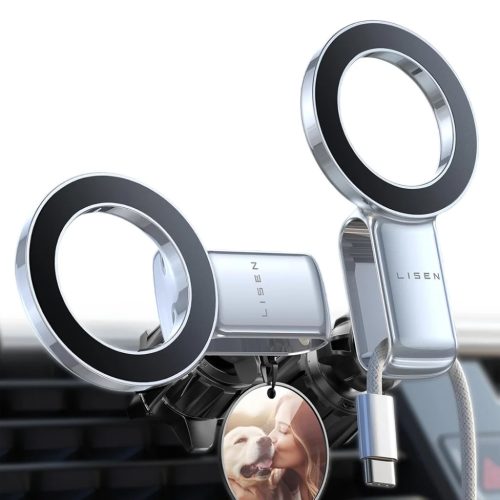 Lisen Autós Tartó (YL0224050012) - Mágneses fogás, légbeömlőre, összecsukható, 360°-ban állítható, biztos illeszkedés - Fekete