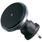 Proove - Autós tartó vezeték nélküli töltéssel Magic Circle Pro (WHMP15010001) - MagSafe, légbeömlőre, 360°, Qi2 15W, LED - Fekete
