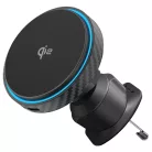 Car Holder Proove - Vezeték nélküli töltővel Grafit Kör (WHGC15010001) - Szellőzőrácshoz, Qi2, 15W, LED jelző - Fekete