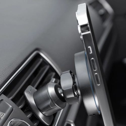 Proove - Autós tartó vezeték nélküli töltéssel Light Circle (WHLC15010001) - MagSafe, légkondicionáló rácsra, 360°, 15W, kék LED - fekete