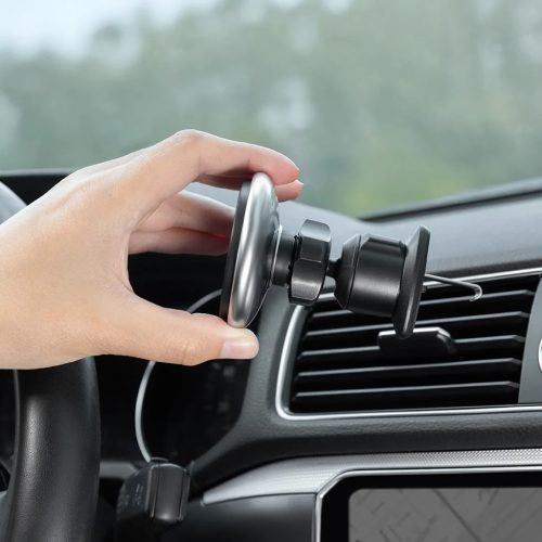 Proove Autós tartó vezeték nélküli töltéssel Magic Circle (WHMC15020006) - légbeömlőre, mágneses, cink ötvözet, 15W - Ezüst