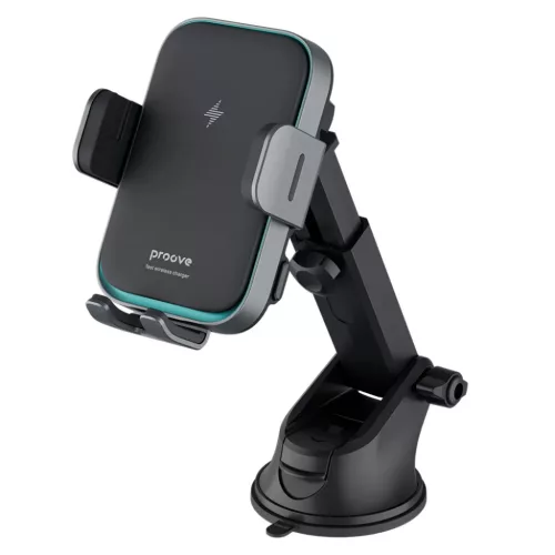 Proove Autós tartó vezeték nélküli töltéssel Triple Clamp Pro (WHTP15010004) - 2 az 1-ben tartó, Automatikus, LED, Qi2 15W - Fém Szürke