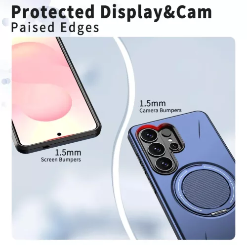 Samsung Galaxy S26 Ultra Magsafe kihajtható támasztékkal TPU + PC Hybrid tok (Kék)