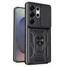 Samsung Galaxy S26 Ultra Slide-es Kameravédős TPU + PC Tok (Fekete) ütésálló