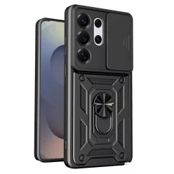   Samsung Galaxy S26 Ultra Slide-es Kameravédős TPU + PC Tok (Fekete) ütésálló