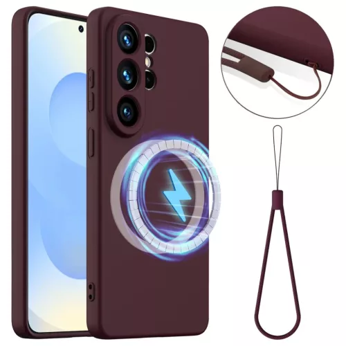 Samsung Galaxy S26 Ultra Ütésálló Szilikon MagSafe Telefon Tok (szilva lila)