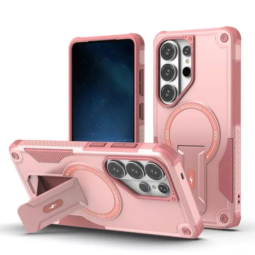 Samsung Galaxy S26 Ultra Armor MagSafe PC + TPU Tok támasztékkal (Rózsaszín)