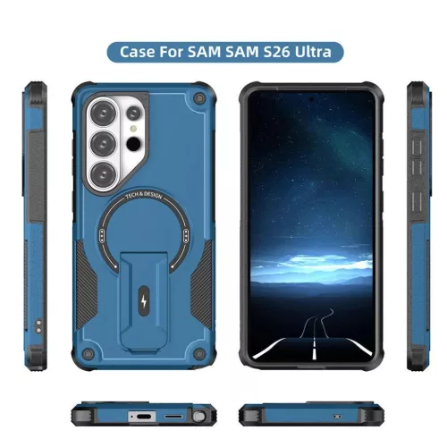 Samsung Galaxy S26 Ultra Armor MagSafe PC + TPU Tok támasztékkal (kék)