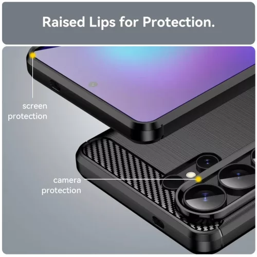 Samsung Galaxy S26 Ultra szénszálas-hatású TPU tok (fekete)