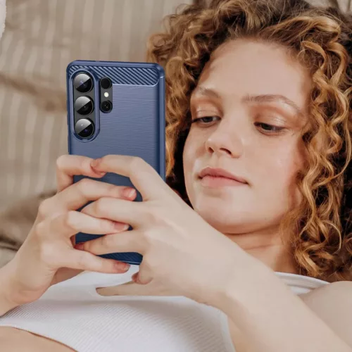 Samsung Galaxy S26 Ultra szénszálas-hatású TPU tok (kék)