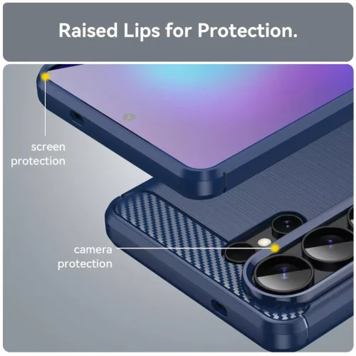 Samsung Galaxy S26 Ultra szénszálas-hatású TPU tok (kék)