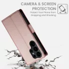 Samsung Galaxy S26 Ultra oldalsó kapcsos, mágneses matt bőr fliptok, tok (rozé arany)