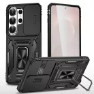 Samsung Galaxy S26 Ultra páncél PC-TPU mágneses kameravédő telefontok (fekete)
