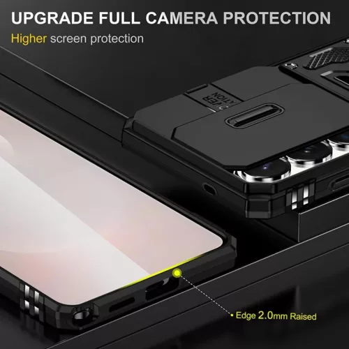 Samsung Galaxy S26 Ultra páncél PC-TPU mágneses kameravédő telefontok (fekete)
