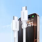 USB-C to USB-C kábel UGREEN L501, 60W, 3A, 2m, Fehér