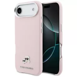   iPhone 17 Air Karl Lagerfeld Karl & Choupette Head Pins Saffiano MagSafe tok rózsaszín
