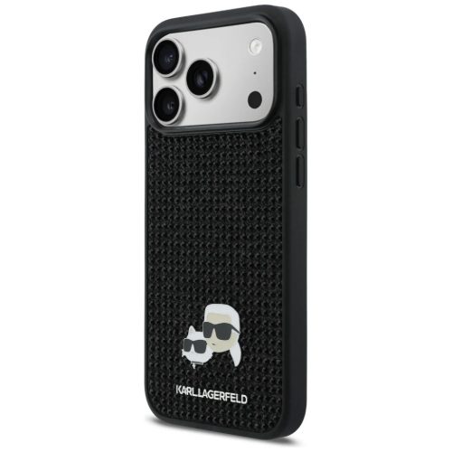 iPhone 17 Pro Max Karl Lagerfeld Rhinestones Karl&Choupette Pin fekete tok