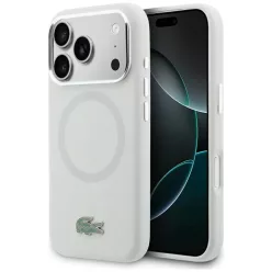   iPhone 17 Pro Max Lacoste HC Szilikon Fém Logó MagSafe tok szürke