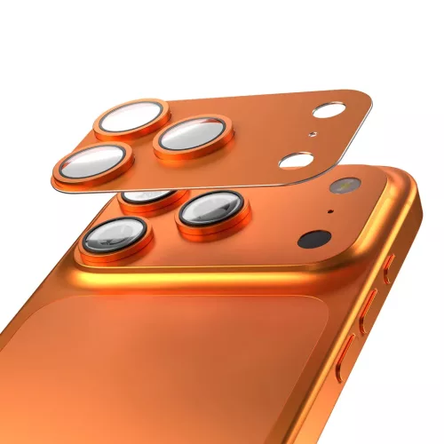 iPhone 17 Pro teljes kamera lencsevédő narancssárga üvegfólia