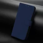 Samsung Galaxy S26 Ultra bőrhatású telefontok csuklópánttal – sötétkék