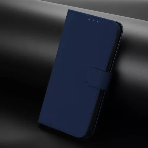 Samsung Galaxy S26 Ultra bőrhatású telefontok csuklópánttal – sötétkék