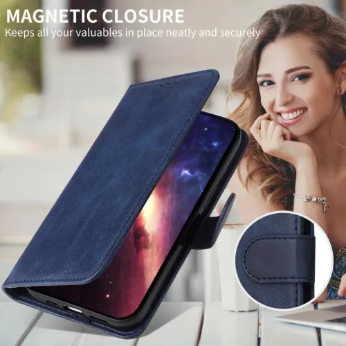 Samsung Galaxy S26 Ultra klasszikus PU bőr fliptok, tok – kék