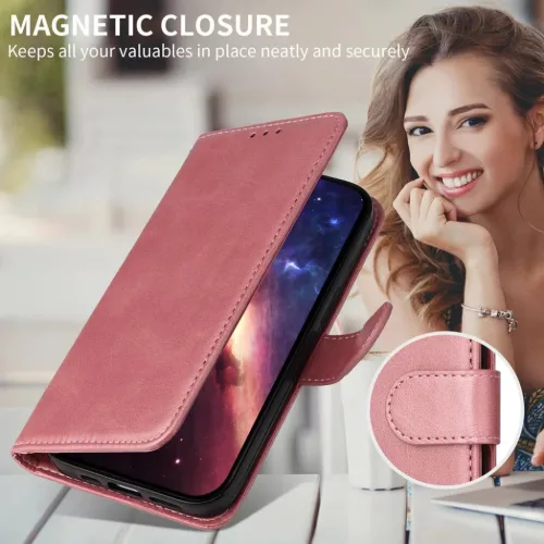 Samsung Galaxy S26 Ultra klasszikus PU bőr fliptok, tok – rózsaarany